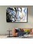 Akışkan Simetri - Siyah Beyaz Mavi Mermerleme Kanvas Tablo 1