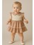 Sarembaby Wondress Dantel Garnili- Yazlık Bebe Yaka Elbise/ 9-24 Ay-Somon-Kahverengi -Keten 3