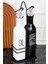 2'li Siyah-Beyaz Cam Yağdanlık Seti, Sızdırmaz Kapak ve Metal Stand, 500 ml 1