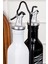 2'li Siyah-Beyaz Cam Yağdanlık Seti, Sızdırmaz Kapak ve Metal Stand, 500 ml 2