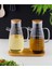 Bambu Standlı 2’li 1000 ml Borosilikat Cam Bambu Kapaklı Yağdanlık Set Ayçiçek Zeytinyağı Yağlık 1