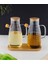 Bambu Standlı 2’li 1000 ml Borosilikat Cam Bambu Kapaklı Yağdanlık Set Ayçiçek Zeytinyağı Yağlık 2