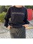 Oversize Siyah Renk Altın Rengi Nakışlı Kadın Sweatshirt 2