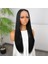 Siyah Fiber Sentetik Düz Tül Peruk 3