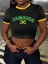 Sarı Biye Detaylı Brasil, Portugal, Jamaica Baskılı Esnek Kumaş Crop T-Shirt 2