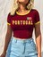 Sarı Biye Detaylı Brasil, Portugal, Jamaica Baskılı Esnek Kumaş Crop T-Shirt 2