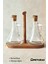 Şeffaf borosilikat cam yağdanlık ve sirkelik seti, ahşap stand, 5 parça, 300 ml 1