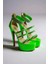 Kadın Taşlı Neon Platform Ince Topuklu Sandalet Gece Şıklığı Model 5