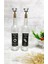 Şeffaf cam şişe, geyik desenli, mantar tıpalı, 750 ml yağdanlık, bej renk, 2'li set 1