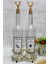 2 Adet Şeffaf 75ml Geyik Desenli Mat Altın Standlı Yağlık Bej Renk 1