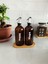 Bambu Altlıklı 2'li Yağ Şişesi ve Yağdanlık Seti 500 ml kahverengi, 3 parça 1