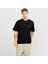 Split Back Crew Neck Erkek Siyah Yuvarlak Yaka Tişört 1