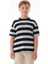 Çizgili Yazı Nakışlı Erkek Çocuk Tişört 2