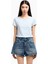 Yüksek Bel Dar Mavi Kadın Denim Şort XW000135 1