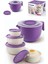 Mor renkli 5 parçalı karıştırma ve mikser kase seti, pratik kullanım sağlar. 1