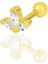Gümüş Altın Yaldızlı Zirkon Üç Taşlı Tragus Helix Piercing Küpe SGTL12194GOLD 1
