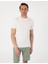 Erkek Ekru Slim Fit %100 Pamuk Bisiklet Yaka Triko Tişört 50307312-VR019 1