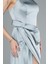 Straplez Yırtmaçlı Midi Saten Mezuniyet Elbisesi ABK2265 4