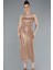 Straplez Pullu Midi Davet Elbisesi ABK2258 1