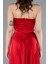 Straplez Midi Saten Davet Elbisesi ABK2275 4