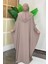 Kapüşonlu Abaya ve Elbise Ikili Takım 70013 Vizon 2