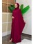 Kapüşonlu Abaya ve Elbise Ikili Takım 70013 Bordo 2