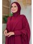 Kapüşonlu Abaya ve Elbise Ikili Takım 70013 Bordo 4