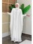 Kapüşonlu Abaya ve Elbise Ikili Takım 70013 Ekru 2