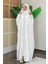 Kapüşonlu Abaya ve Elbise Ikili Takım 70013 Ekru 3