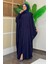 Kapüşonlu Abaya ve Elbise Ikili Takım 70013 Lacivert 2