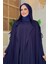Kapüşonlu Abaya ve Elbise Ikili Takım 70013 Lacivert 4