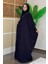 Kapüşonlu Abaya ve Elbise Ikili Takım 70013 Siyah 3