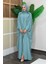 Kapüşonlu Abaya ve Elbise Ikili Takım 70013 Mint 1