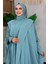 Kapüşonlu Abaya ve Elbise Ikili Takım 70013 Mint 4