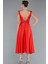 Kolsuz Midi Saten Davet Elbisesi ABK2234 2