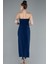 Straplez Yırtmaçlı Midi Davet Elbisesi ABK2254 2