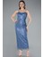 Straplez Boncuklu Midi Davet Elbisesi ABK2260 1