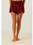Kadın Luxury Yırtmaçlı Şort Bordo 1