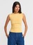 21054 Büzgülü Basic T-Shirt-Sarı 1