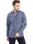 Lacivert Gri Desenli Slim Fit Gömlek | Agustini 1