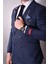 Indigo Mavi,kruvaze Takım Elbise Sivri Yaka Slim Fit | Agustini 2