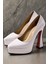Kadın Moda Beyaz Özel Tasarım Platform Ayakkabı Şık ve Zarif Abiye Ayakkabı 3