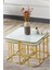 Pelikan 4+1 Beyaz Temperli Cam Gold Metal Ayak Takım Sehpa Sedaş_lıvıng_unıts_sehpa 1