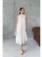 Ekru Sıfır Kol Fisto Maxi Elbise 2