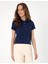 Kadın Lacivert Regular Fit Pamuklu Polo Yaka Basic Tişört 50305776-VR033 3