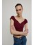 Kadın Bordo Kalp Yakalı Kısa Kollu T-Shirt 2