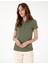 Kadın Haki Regular Fit Pamuklu Polo Yaka Basic Tişört 50305776-VR027 1