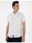 Erkek Beyaz Regular Fit Keten Karışımlı Kısa Kollu Gömlek 50284166-VR013 3