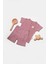 Kız Bebek Pamuklu Ribana Düğmeli T-Shirt ve Şort Takım 1