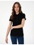 Kadın Siyah Regular Fit Pamuklu Polo Yaka Basic Tişört 50305776-VR046 3